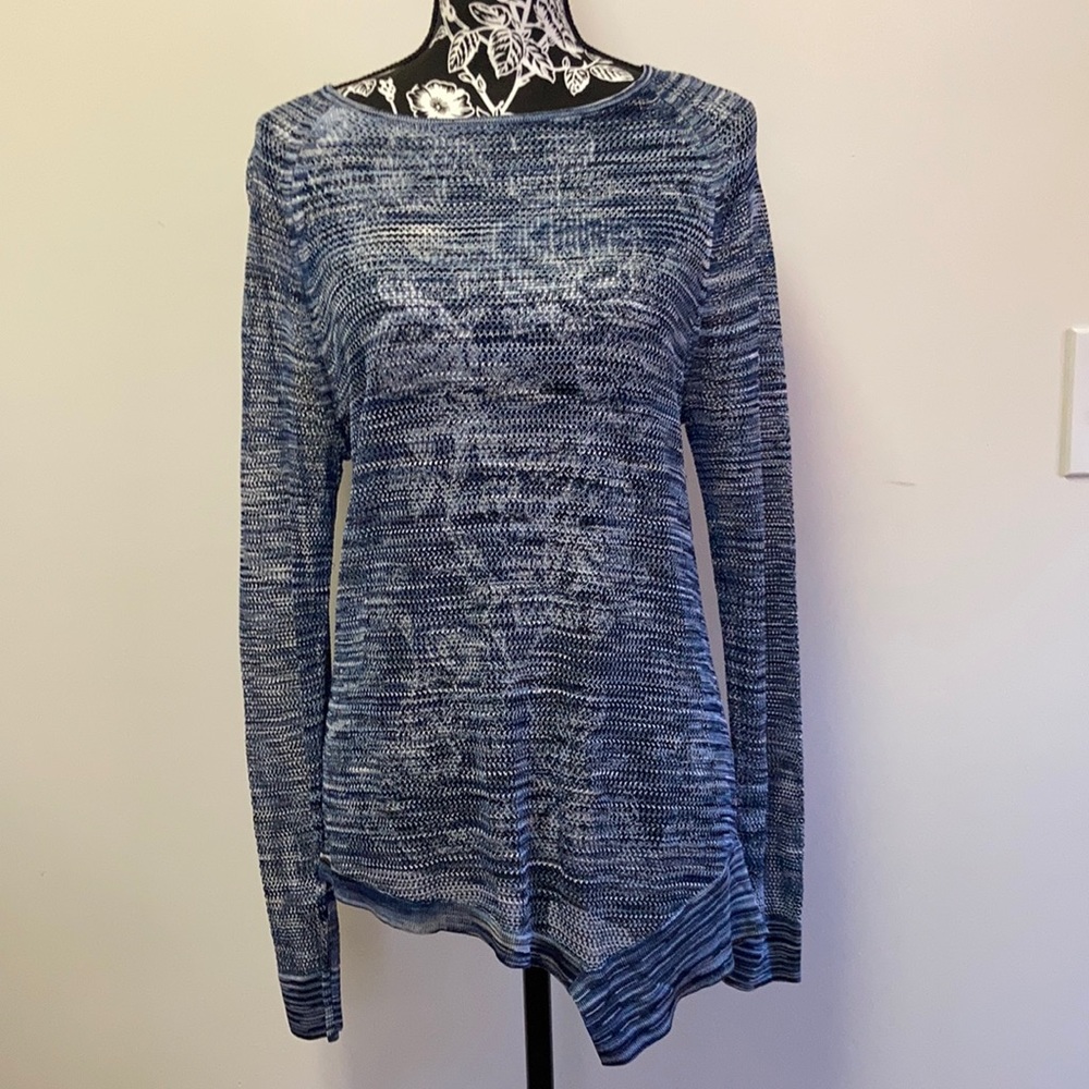 Joan Vass Studio Blue Cable Knit Asymetrical Sweater/Size:M